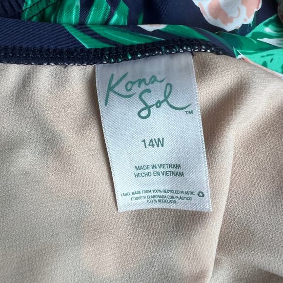 Kona Sol Women's Plus Size Shirred Side-Tie Sea Breeze Bikini Bottom - 14W - NWT - Picture 4 of 6